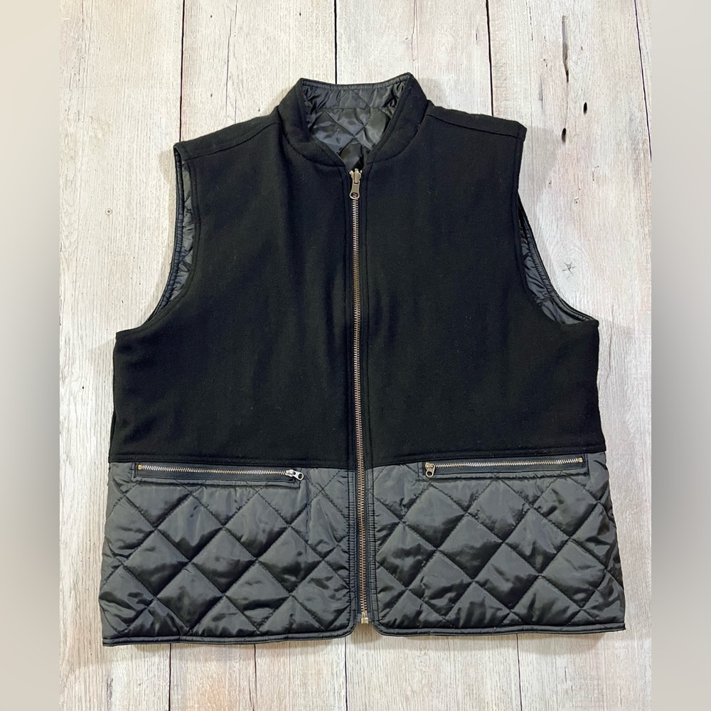 Woolrich John Rich & Bros Vintage Women’s Wool Reversible Vest Size L Black